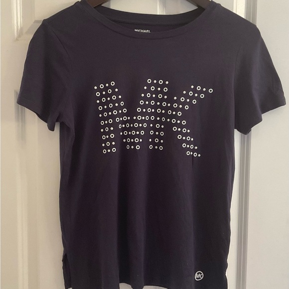 MICHAEL Michael Kors Rivet Logo Tee - Size Medium - Blue - Picture 2 of 8